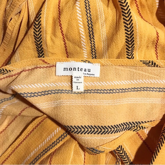 Monteau Flowy Spring Striped Jumpsuit Sleeveless With Pockets Large Like New - Picture 4 of 6